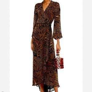 Ganni Tiger Print Long Sleeve Dress